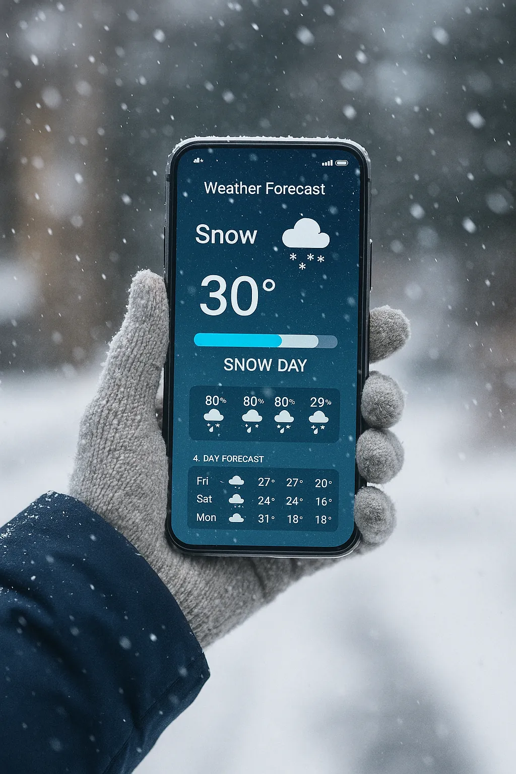 Checking snow day calculator on phone