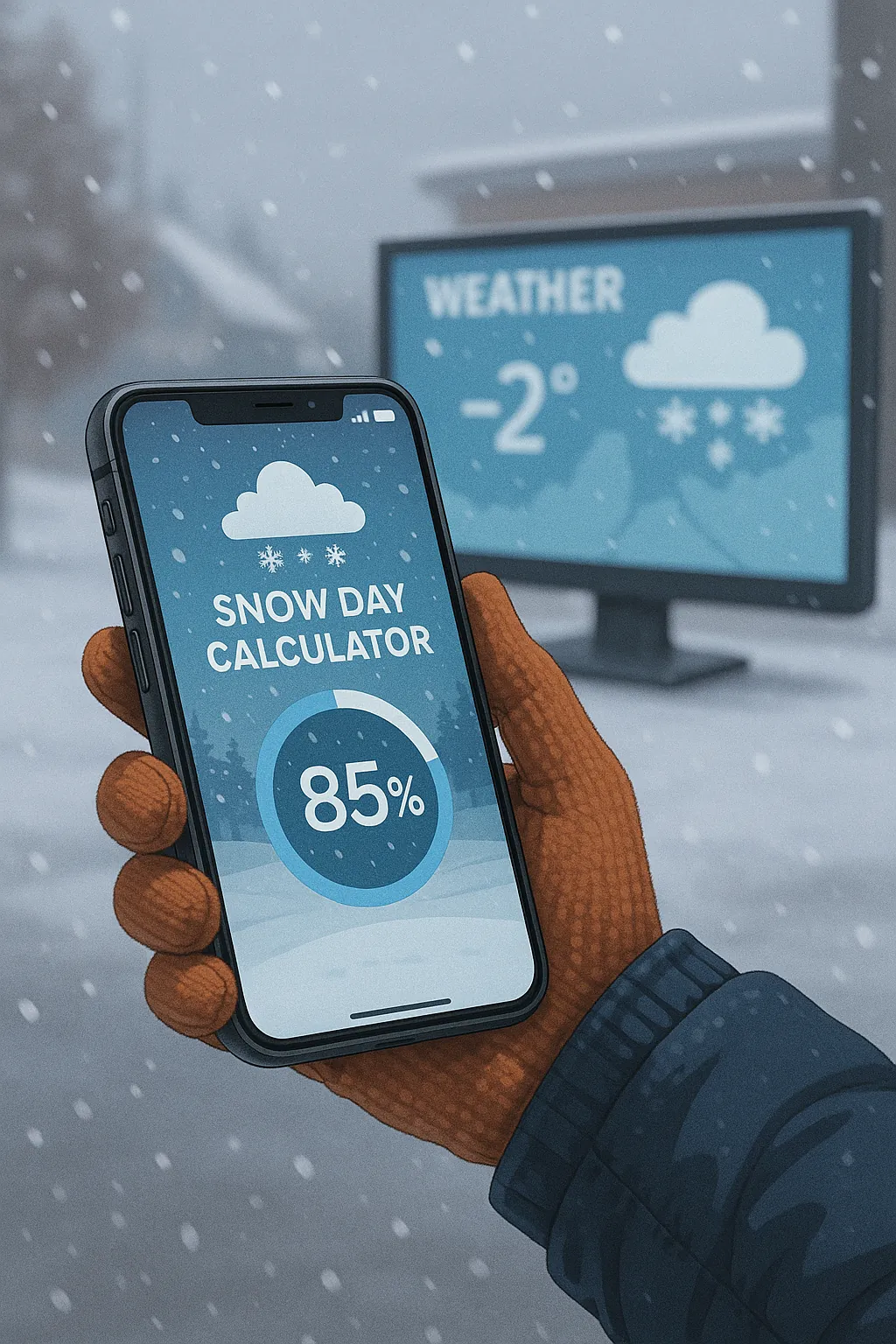 Snow day calculator vs local weather
